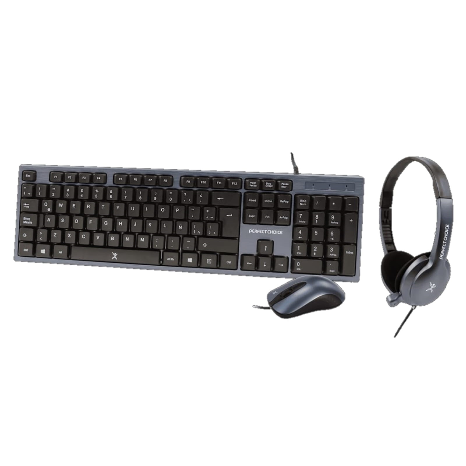 Kit Teclado+Mouse+Diadema para Oficina PERFECT CHOICE PC-201700